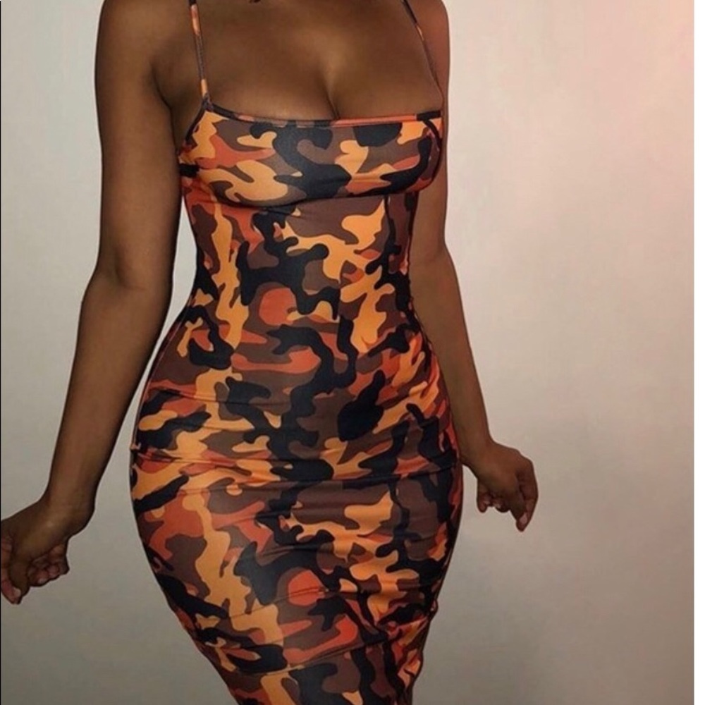Orange Camouflage dress